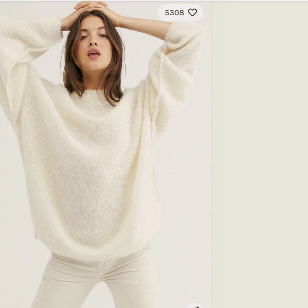 Free People Alpaca Angelic Oversized Tunic Sweater Cream Off White Medium